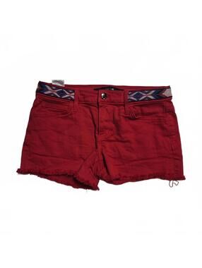 Joe's Jeans Red Denim Shorts with Patterned Belt Size 26